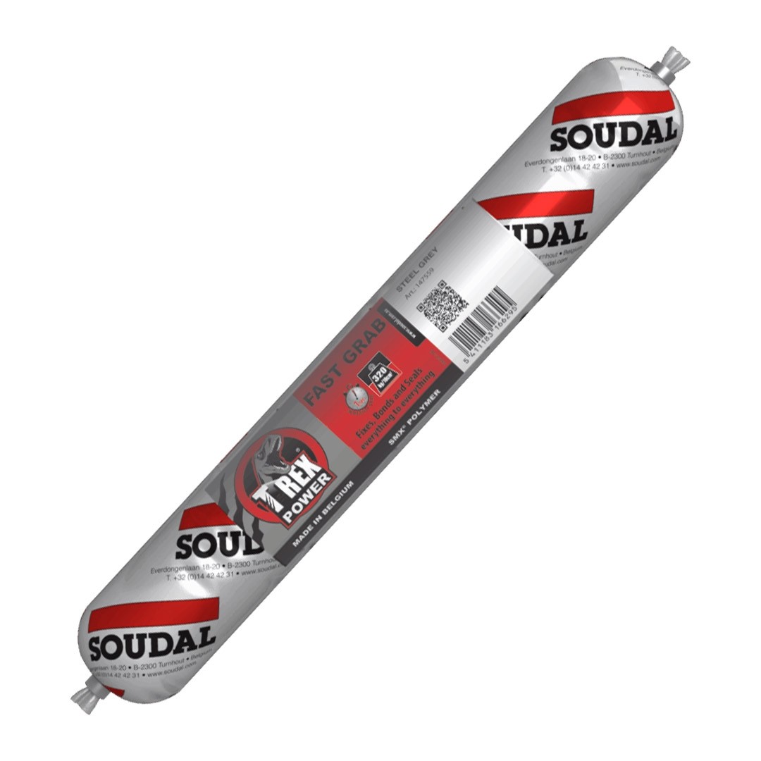 SOUDAL T-REX POWER FAST GRAB ADHESIVE SEALANT - 600ML FOIL SAUSAGE