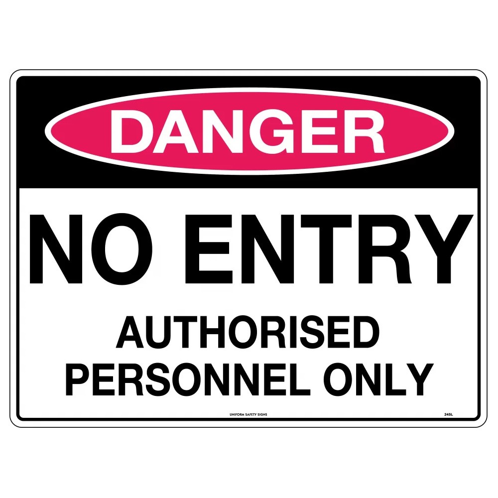 SIGNAGE NO ENTRY AUTH PERS 450X300 METAL