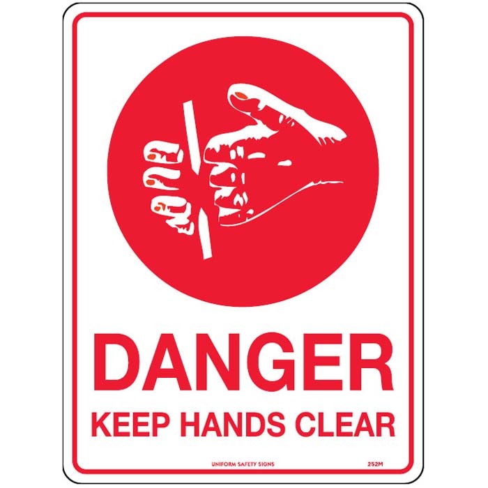 SIGNAGE KEEP HANDS CLEAR 300 X 225 METAL