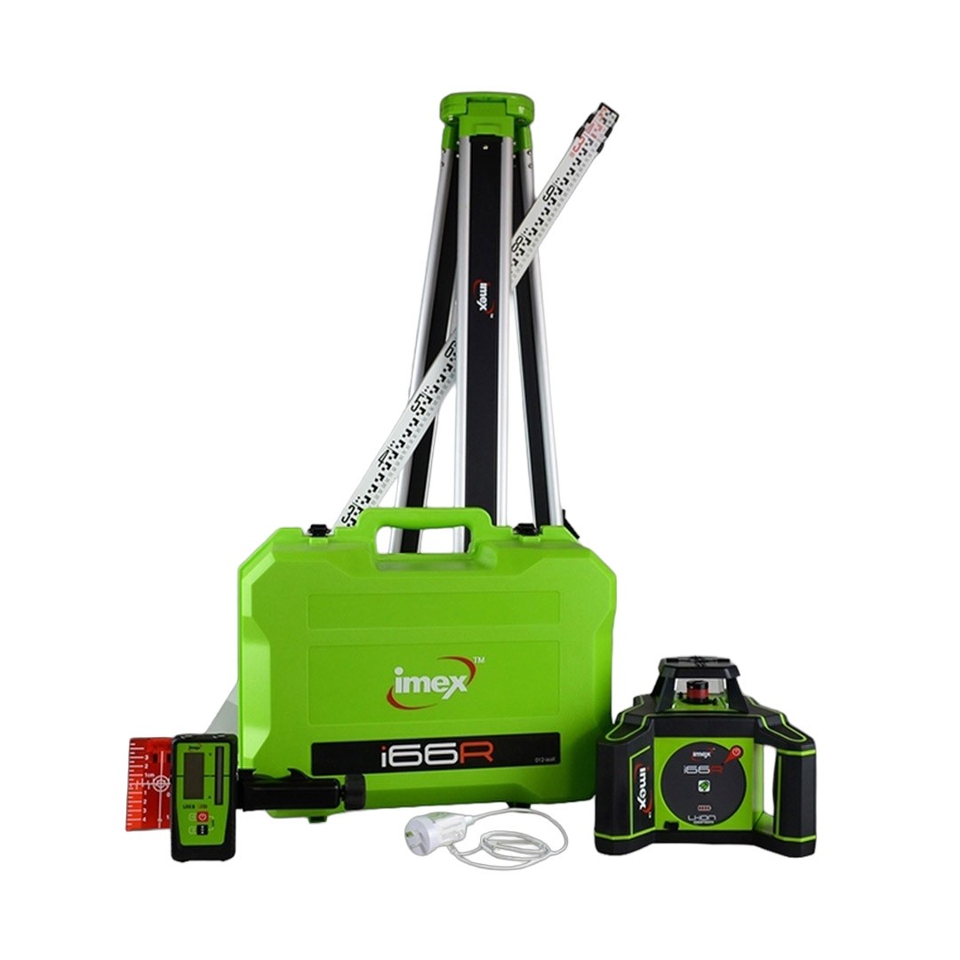 IMEX I66R ROTATING LASER LEVEL KIT WITH TRIPOD & STAFF