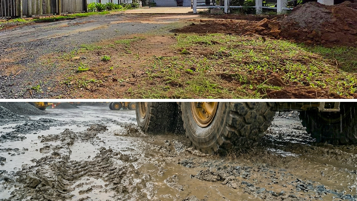 Trex Ground Stabilisation System installed on a heavy traffic mining access road